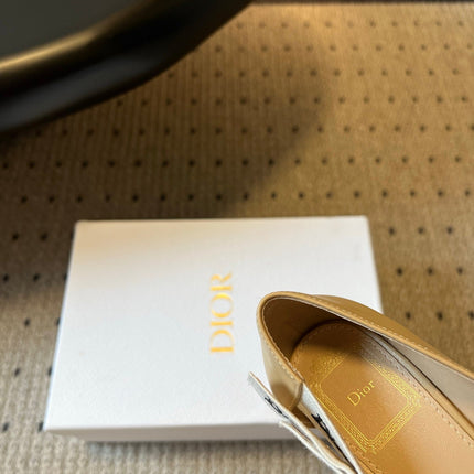 DIOR 26S POINTED-TOE PUMPS 65MM IN BEIGE CALFSKIN WITH J'ADIOR BOW