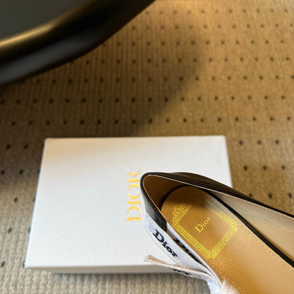 DIOR 26S POINTED-TOE PUMPS 65MM IN BLACK CALFSKIN WITH J'ADIOR BOW