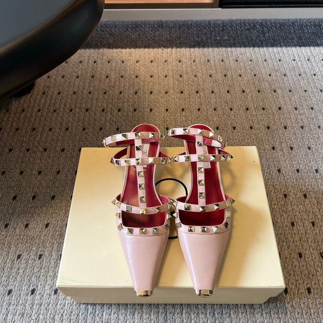 VALENTINO 26S ROCKSTUD HIGH HEELS 40 MM IN NUDE PINK CALFSKIN