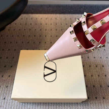 VALENTINO 26S ROCKSTUD HIGH HEELS 40 MM IN NUDE PINK CALFSKIN
