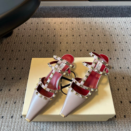 VALENTINO 26S ROCKSTUD HIGH HEELS 40 MM IN BEIGE CALFSKIN