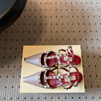 VALENTINO 26S ROCKSTUD HIGH HEELS 40 MM IN BEIGE CALFSKIN