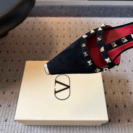 VALENTINO 26S ROCKSTUD HIGH HEELS 40 MM IN BLACK SUEDE
