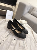 DIOR 26S MARY JANE PUMPS IN BLACK LAMBSKIN PEARL-ADORNED STRAP