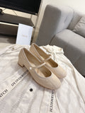 DIOR 26S MARY JANE PUMPS IN BEIGE LAMBSKIN PEARL-ADORNED STRAP