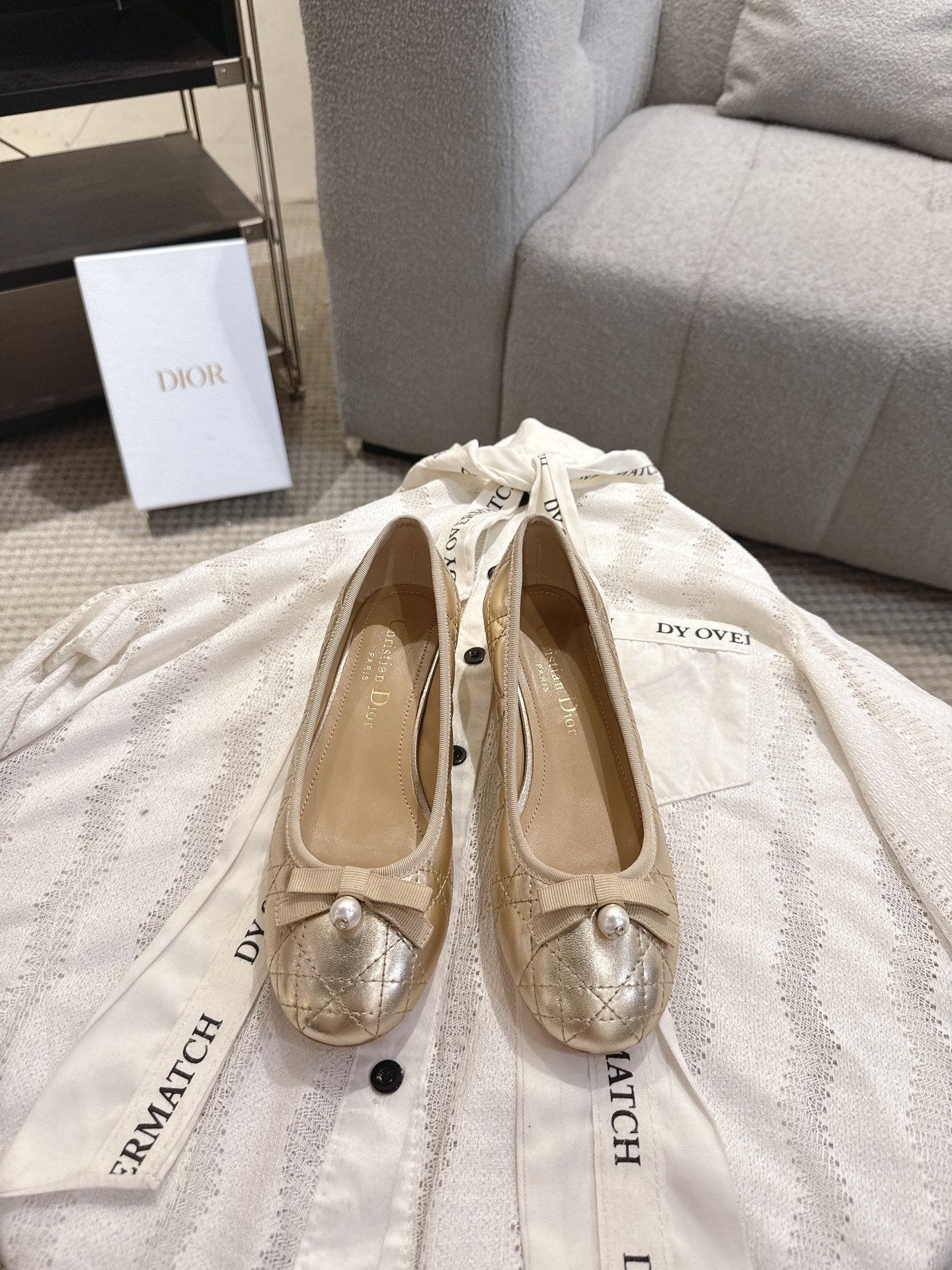 DIOR 26S LOW BLOCK HEEL PUMPS IN GOLD LAMBSKIN