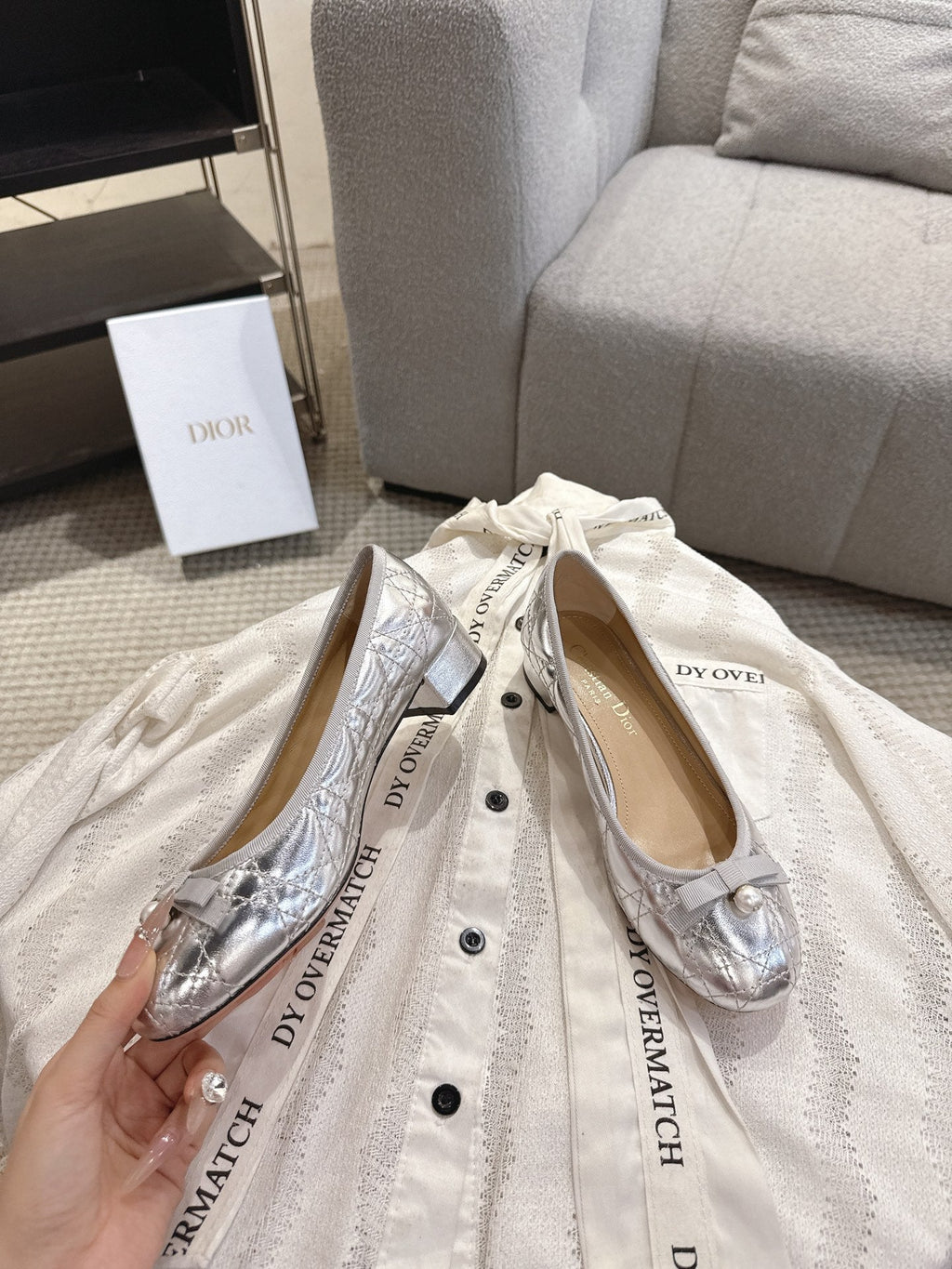 DIOR 26S LOW BLOCK HEEL PUMPS IN SILVER LAMBSKIN