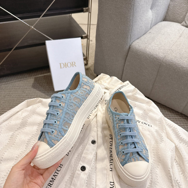 DIOR 26S SNEAKERS IN SKY BLUE OBLIQUE EMBROIDERED MESH