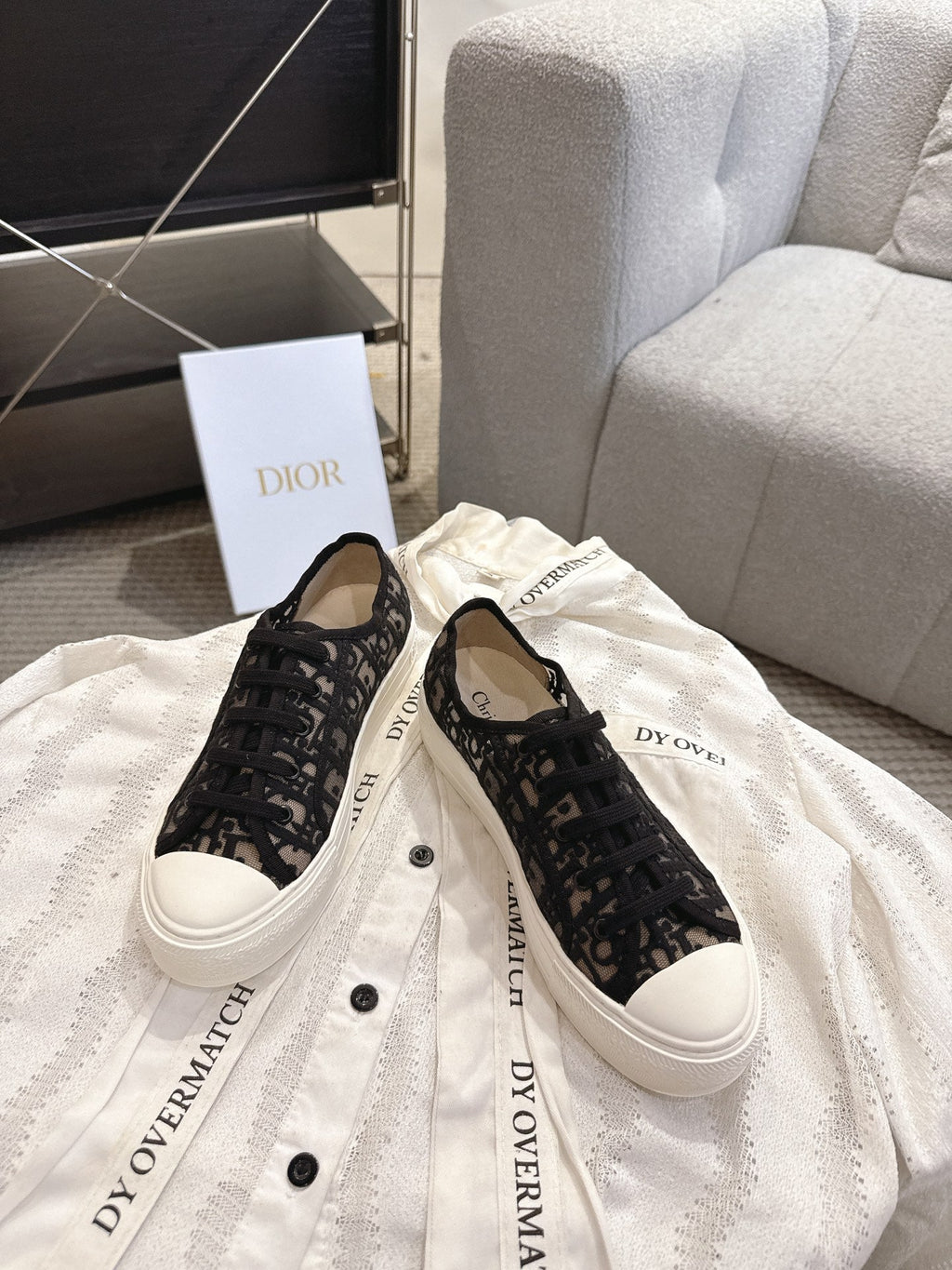 DIOR 26S SNEAKERS IN BLACK OBLIQUE EMBROIDERED MESH