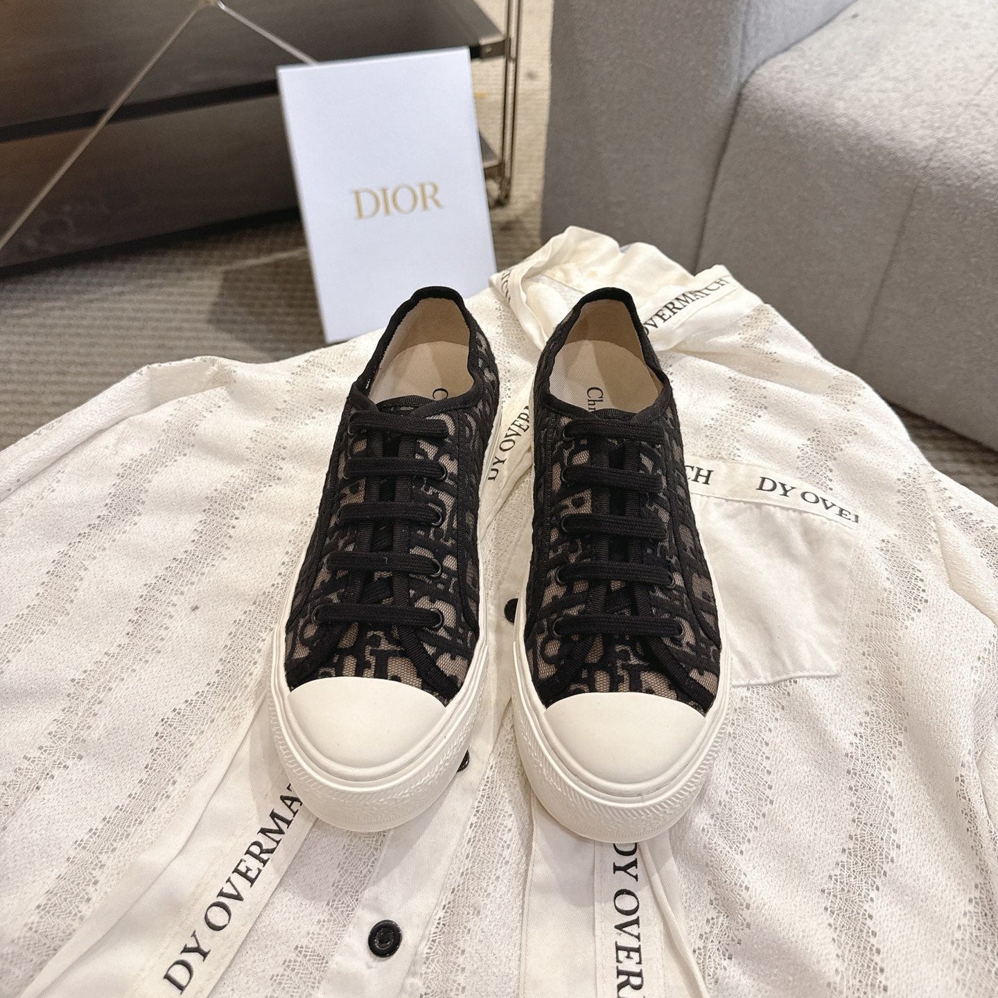 DIOR 26S SNEAKERS IN BLACK OBLIQUE EMBROIDERED MESH