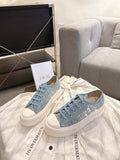 DIOR 26S PLATFORM SNEAKERS IN SKY BLUE OBLIQUE EMBROIDERED MESH