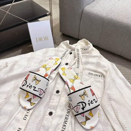 DIOR 26S D-WAY SLIDE IN MULTICOLOR DIOR JARDIN D'HIVER EMBROIDERED COTTON STYLE 03