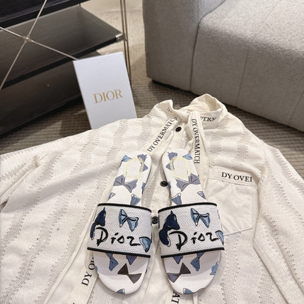 DIOR 26S D-WAY SLIDE IN MULTICOLOR DIOR JARDIN D'HIVER EMBROIDERED COTTON STYLE 02
