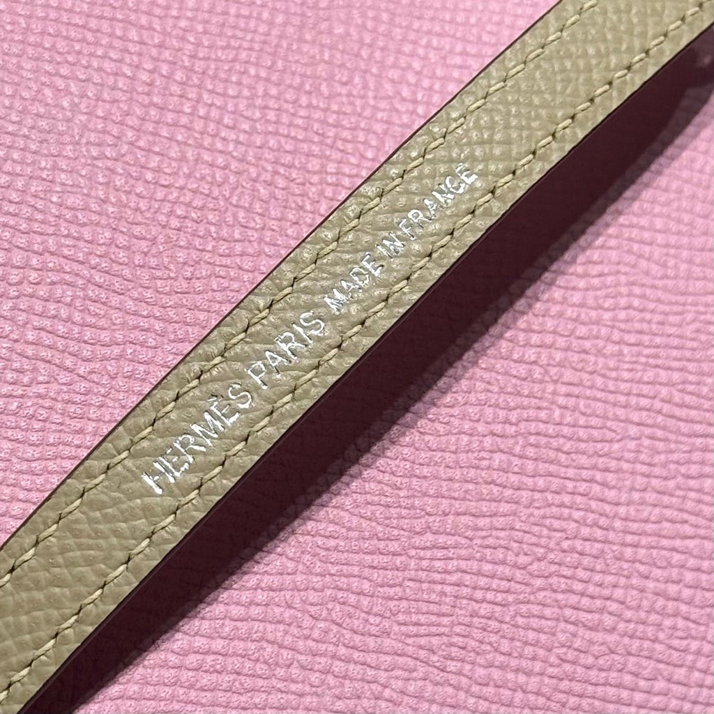 HM KELLY 20 BABY PINK MIX BROWN HANDLE EPSOM SILVER HARDWARE