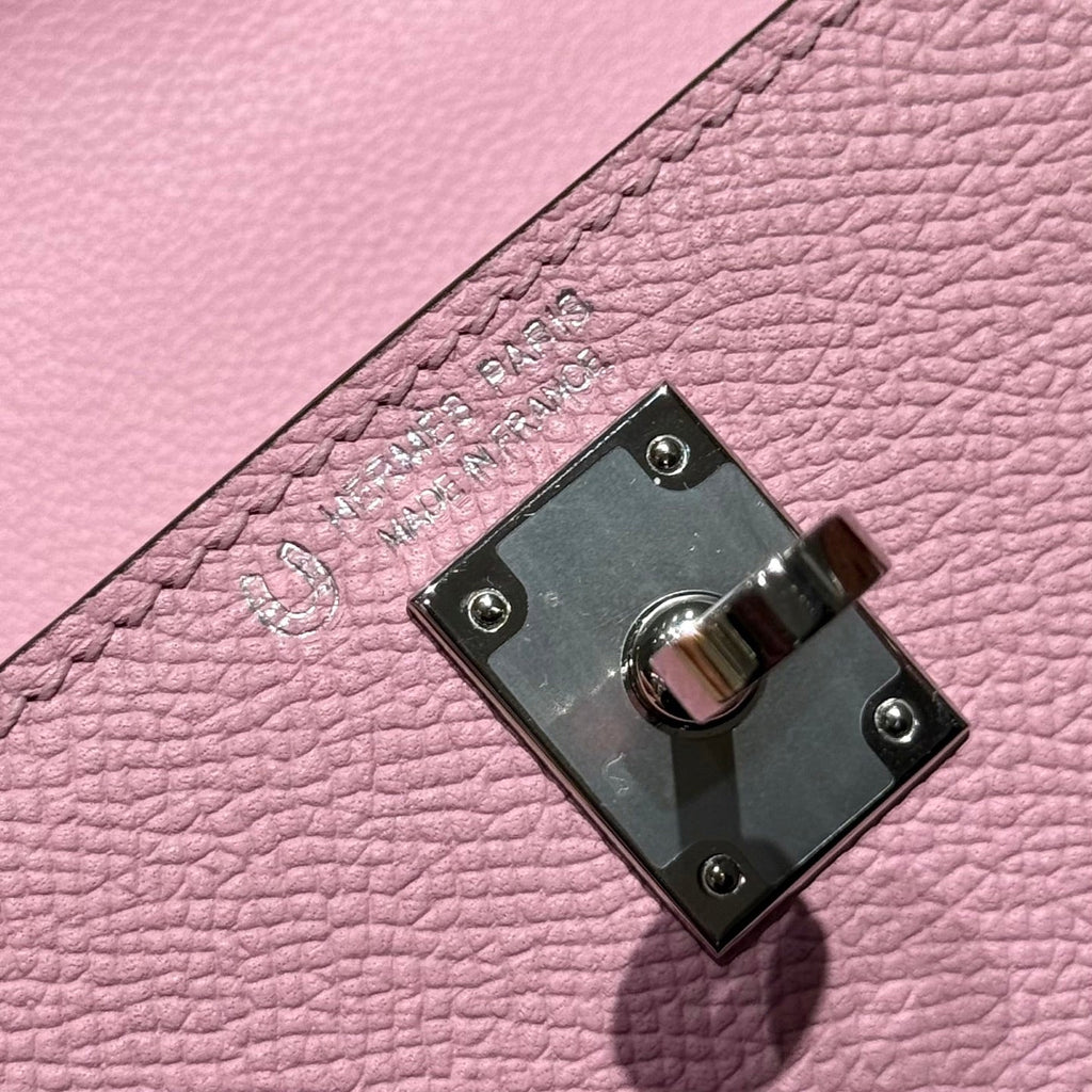 HM KELLY 20 BABY PINK MIX BROWN HANDLE EPSOM SILVER HARDWARE