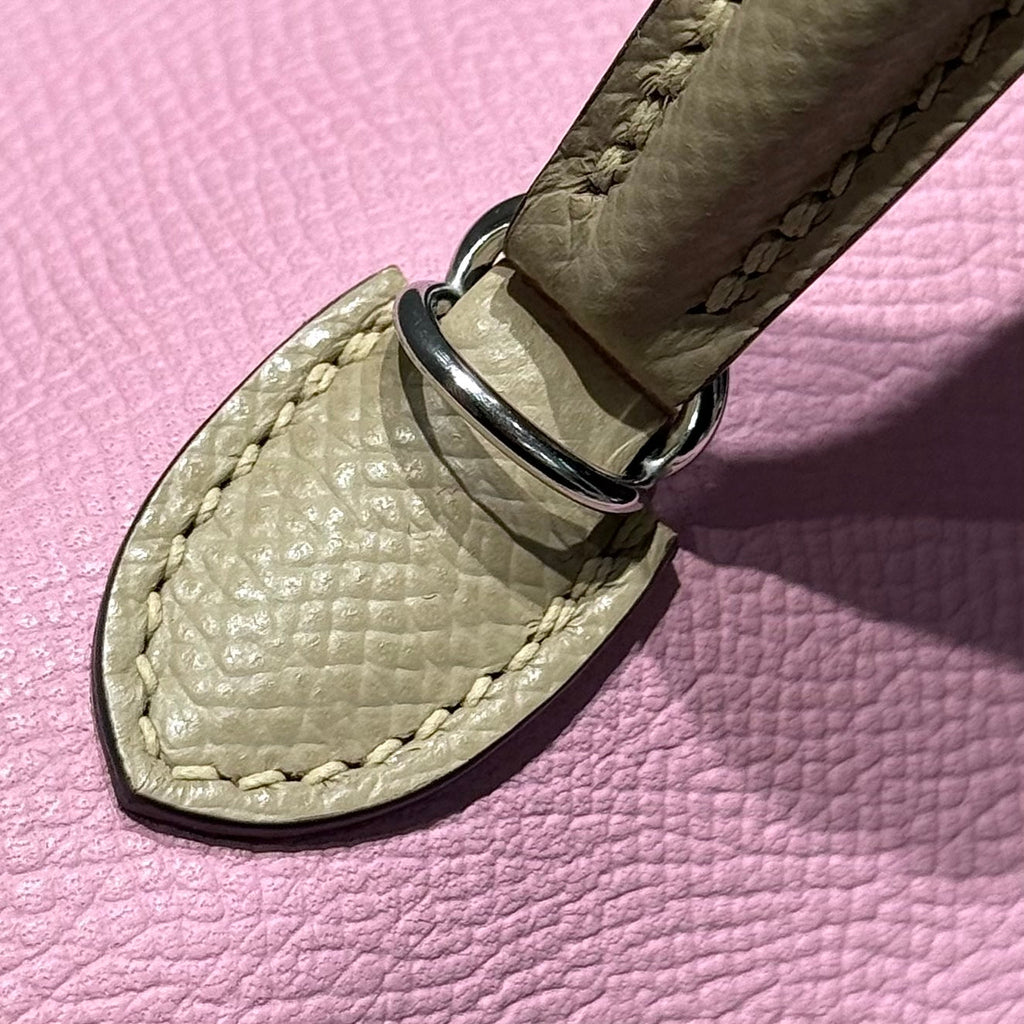HM KELLY 20 BABY PINK MIX BROWN HANDLE EPSOM SILVER HARDWARE