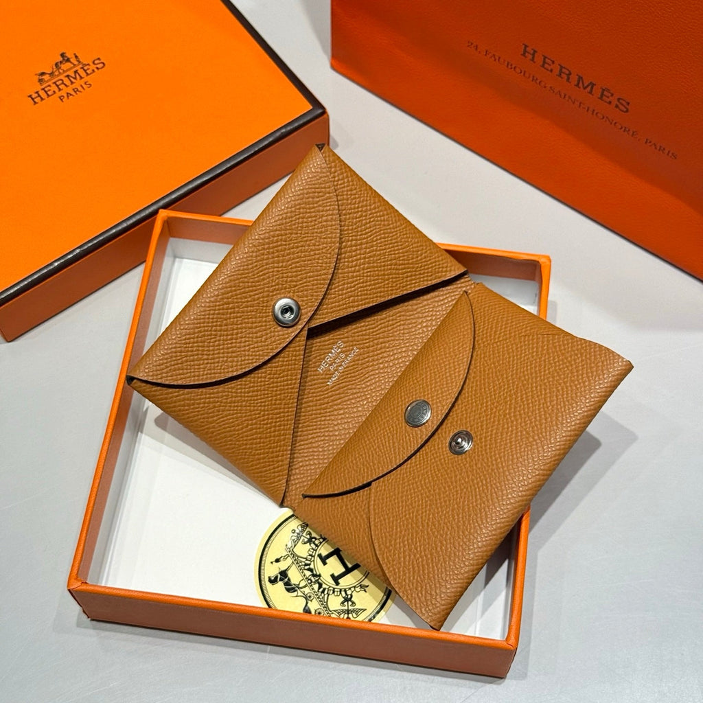 CALVI DUO COMPACT CARD HOLDER IN GOLD EPSOM CALFSKIN