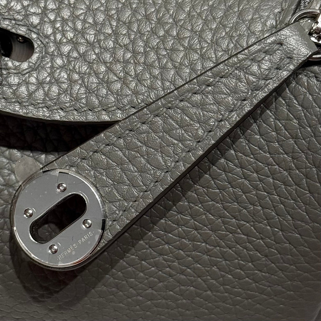 HERMES 25S MINI LINDY 19 IN CLOUD GRAY CALFSKIN SILVER HARDWARE