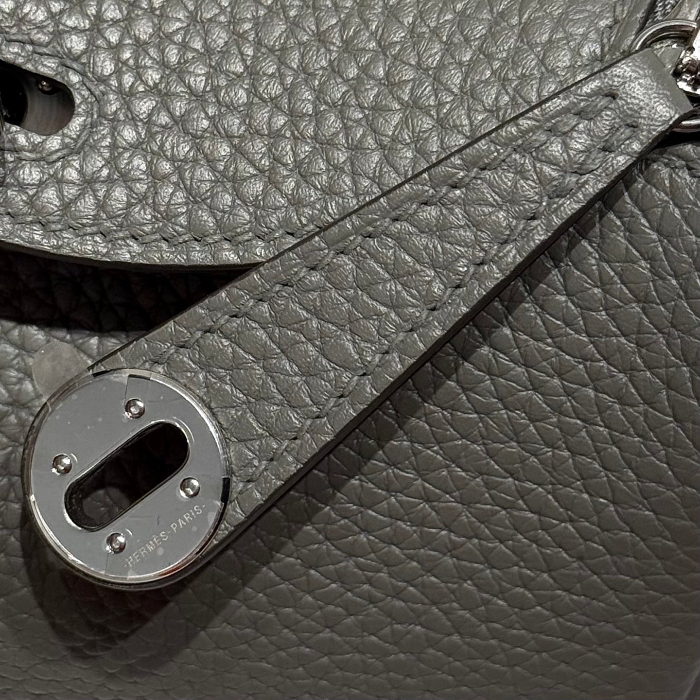 HERMES 25S MINI LINDY 19 IN CLOUD GRAY CALFSKIN SILVER HARDWARE