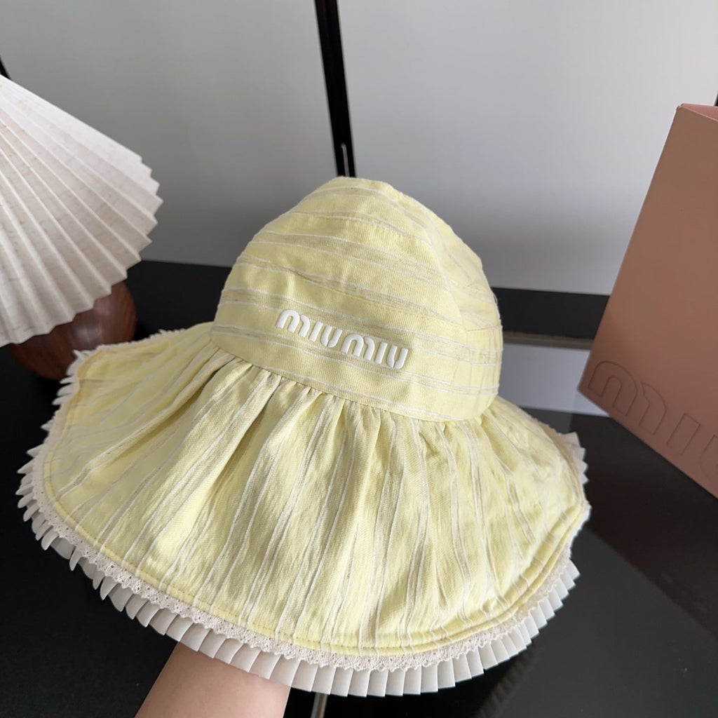 MIUMIU 26S PLEATED WIDE-BRIM HAT 343601