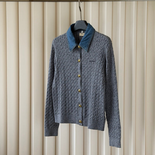 MIUMIU 26S COLLAR KNIT CARDIGAN 1573