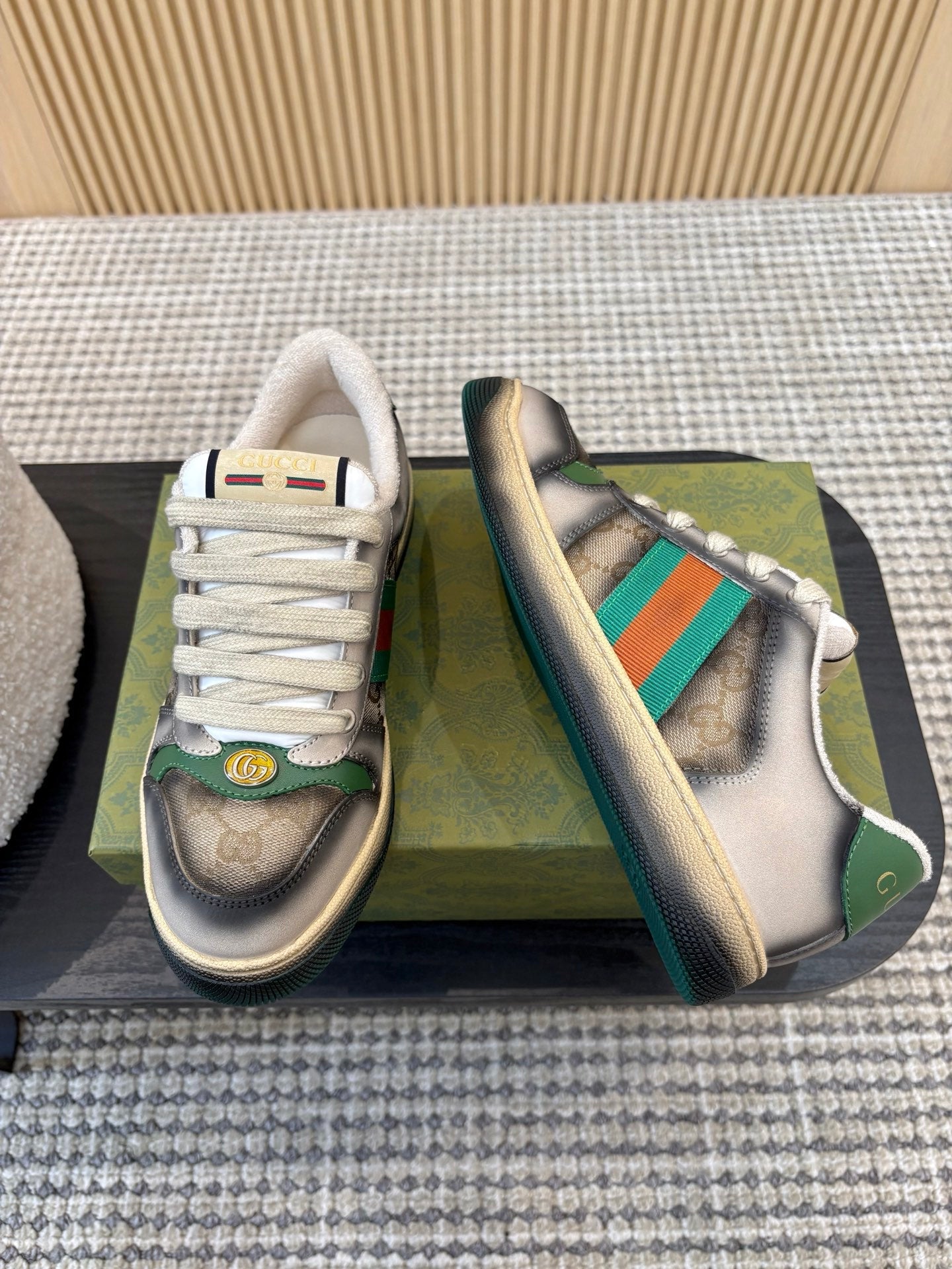GUCCI 26S SNEAKERS IN GREY GRADIENT CANVAS