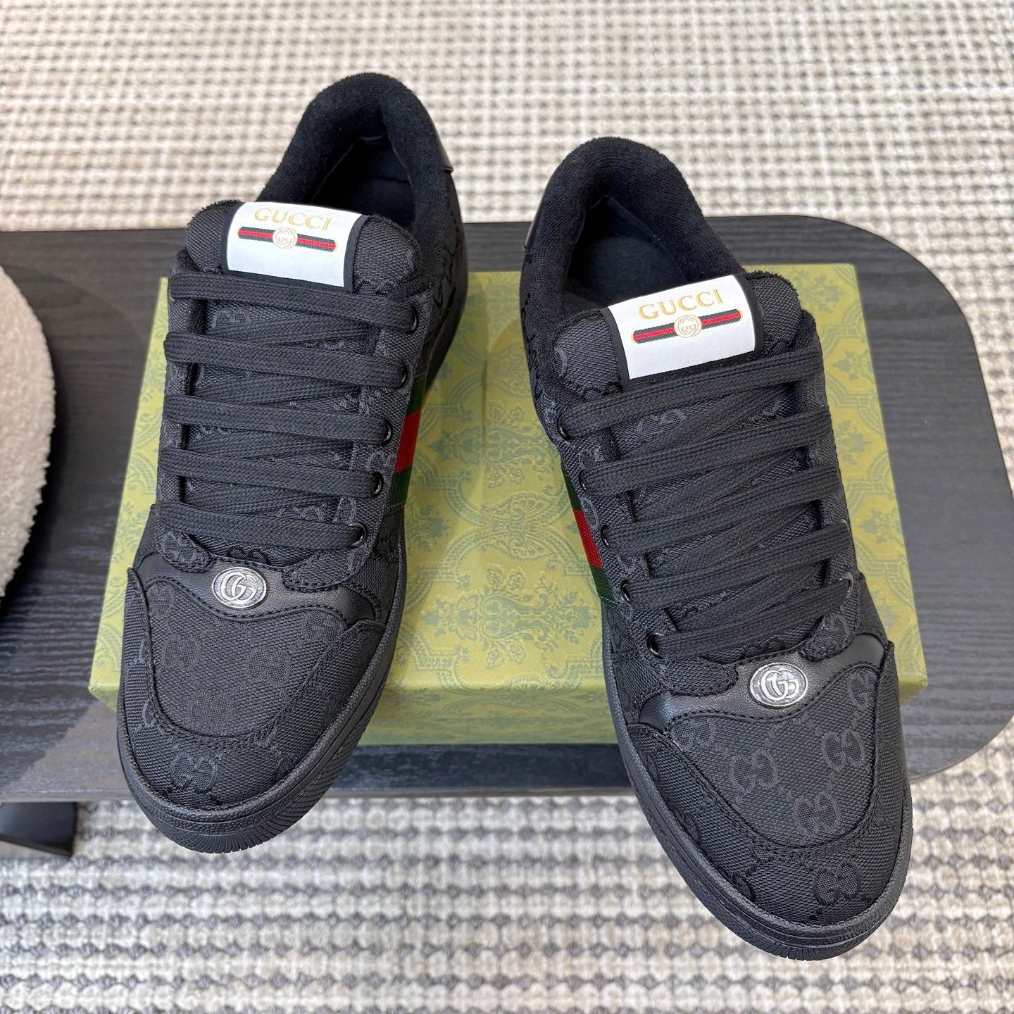 GUCCI 26S SNEAKERS IN BLACK GG CANVAS