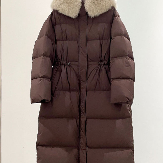 MAX MARA 25S LONG DOWN COAT WITH FOX FUR COLLAR 177
