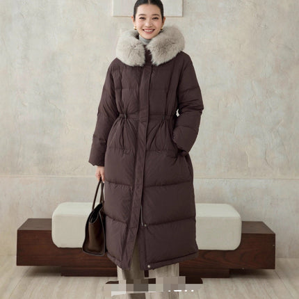 MAX MARA 25S LONG DOWN COAT WITH FOX FUR COLLAR 177