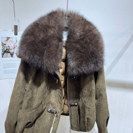 MAXMARA 26S FUR-COLLAR SUEDE JACKET 333