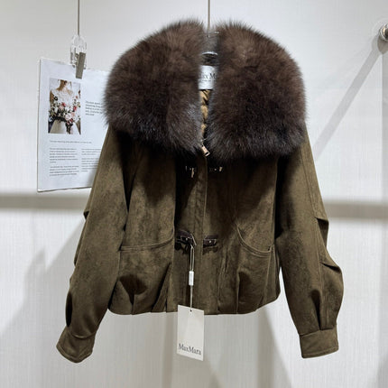 MAXMARA 26S FUR-COLLAR SUEDE JACKET 333