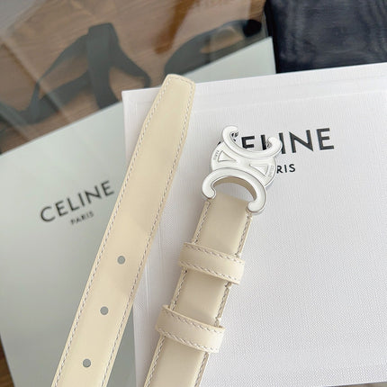 CELINE 26S BELT 25 MM IN CREAM WHITE CALFSKIN 669839