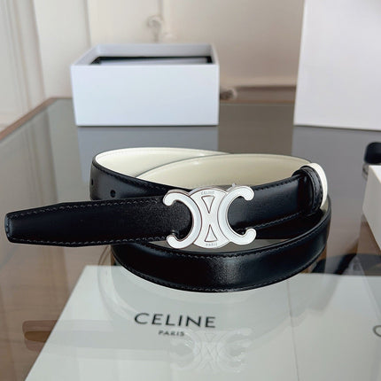 CELINE 26S REVERSIBLE BELT 25 MM IN BLACK AND WHITE CALFSKIN 669841
