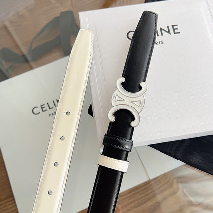 CELINE 26S REVERSIBLE BELT 25 MM IN BLACK AND WHITE CALFSKIN 669841