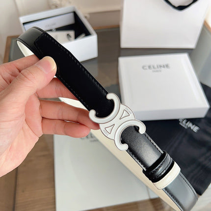 CELINE 26S REVERSIBLE BELT 25 MM IN BLACK AND WHITE CALFSKIN 669841