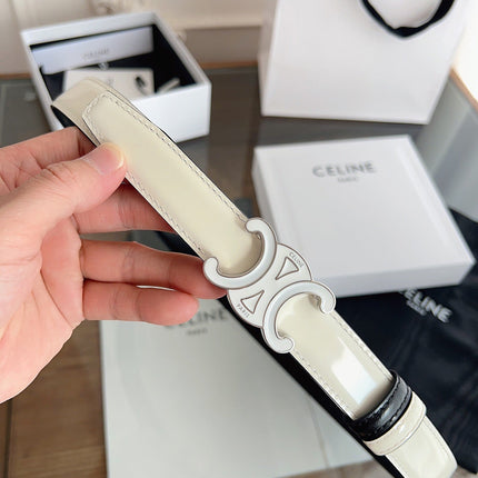 CELINE 26S REVERSIBLE BELT 25 MM IN BLACK AND WHITE CALFSKIN 669841