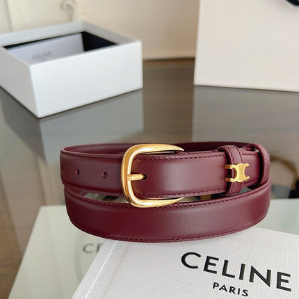 CELINE 26S BELT 25 MM IN DARK RED CALFSKIN 669843