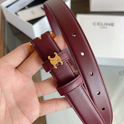 CELINE 26S BELT 25 MM IN DARK RED CALFSKIN 669843