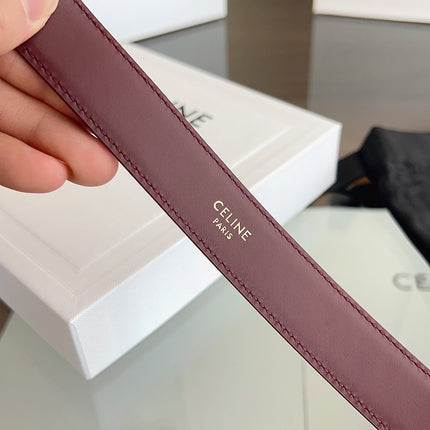 CELINE 26S BELT 25 MM IN DARK RED CALFSKIN 669843