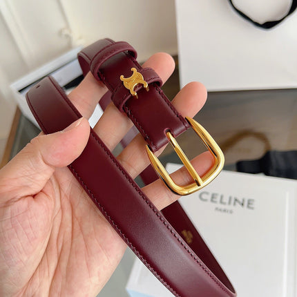 CELINE 26S BELT 25 MM IN DARK RED CALFSKIN 669843