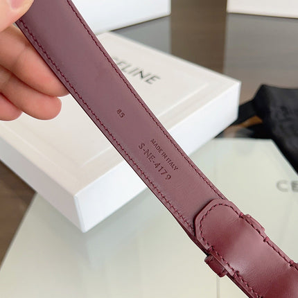 CELINE 26S BELT 25 MM IN DARK RED CALFSKIN 669843