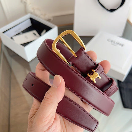 CELINE 26S BELT 25 MM IN DARK RED CALFSKIN 669843