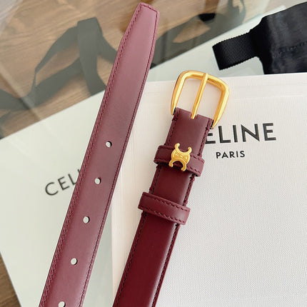 CELINE 26S BELT 25 MM IN DARK RED CALFSKIN 669843