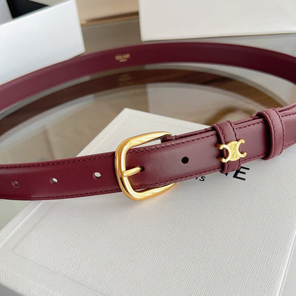 CELINE 26S BELT 25 MM IN DARK RED CALFSKIN 669843
