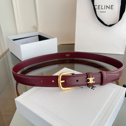 CELINE 26S BELT 25 MM IN DARK RED CALFSKIN 669843