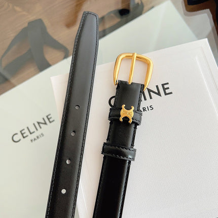 CELINE 26S BELT 25 MM IN BLACK CALFSKIN 669844