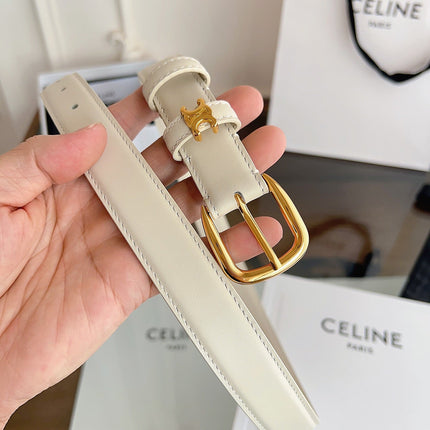 CELINE 26S BELT 25 MM IN CREAM WHITE CALFSKIN 669845