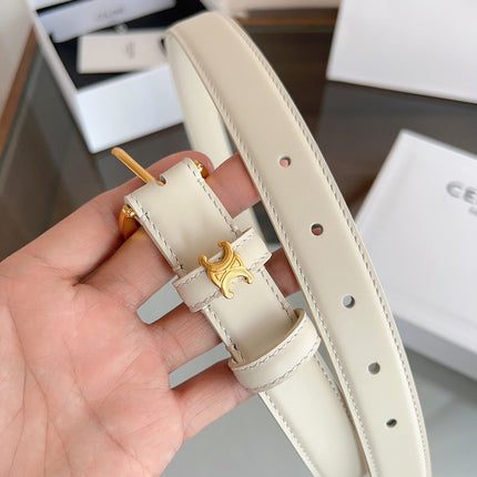 CELINE 26S BELT 25 MM IN CREAM WHITE CALFSKIN 669845