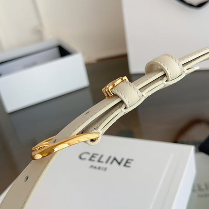 CELINE 26S BELT 25 MM IN CREAM WHITE CALFSKIN 669845