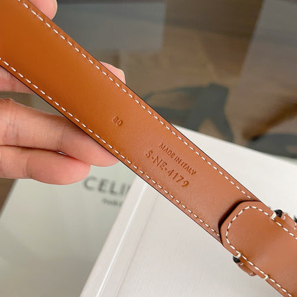 CELINE 26S BELT 25 MM IN BROWN CALFSKIN 669846